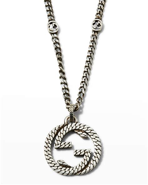 mens silver gucci necklace